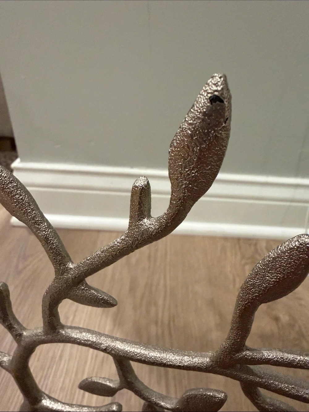 World Market Branch Jewelry Stand in Metallic silver with Wooden Base